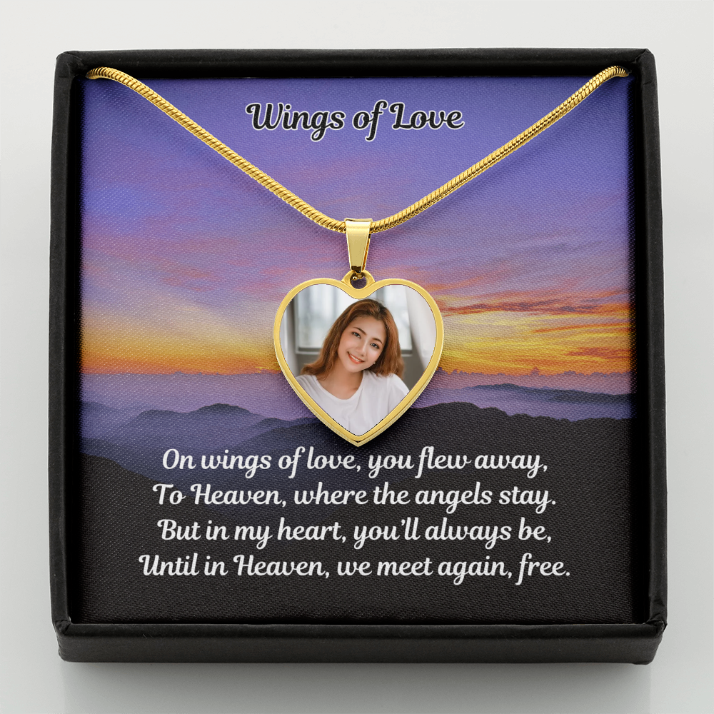 Wings Of Love Custom Photo Heart Memorial Necklace