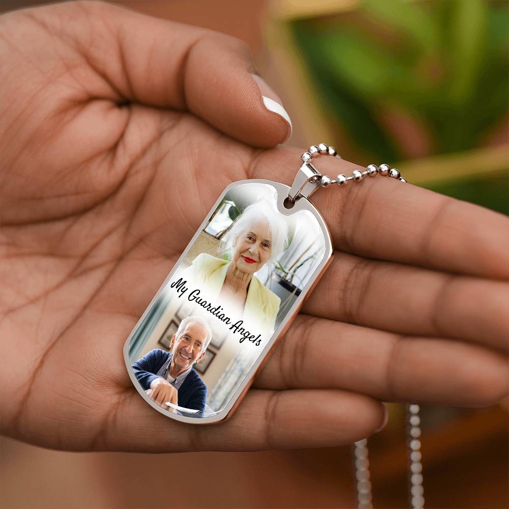 Custom Name and 2 Photos  Memorial Dogtag Necklace Gift