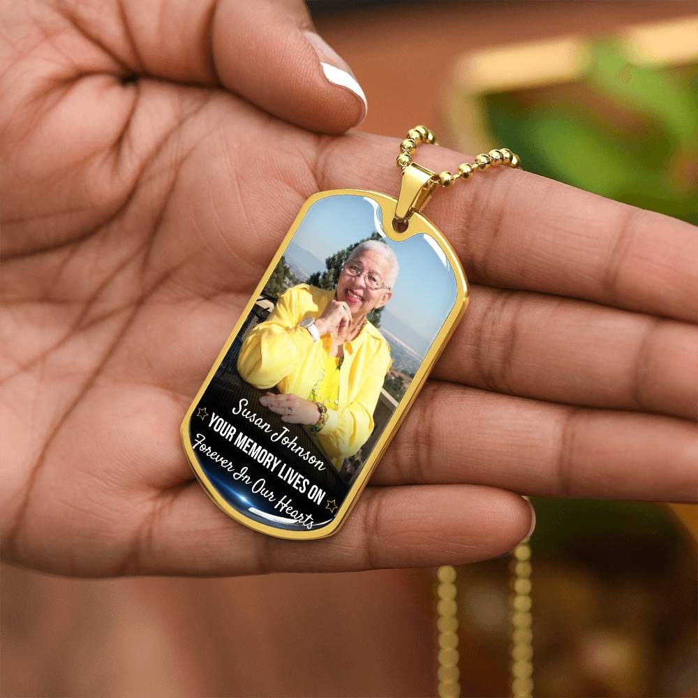 Memory Lives On Custom Name Dog-tag Necklace