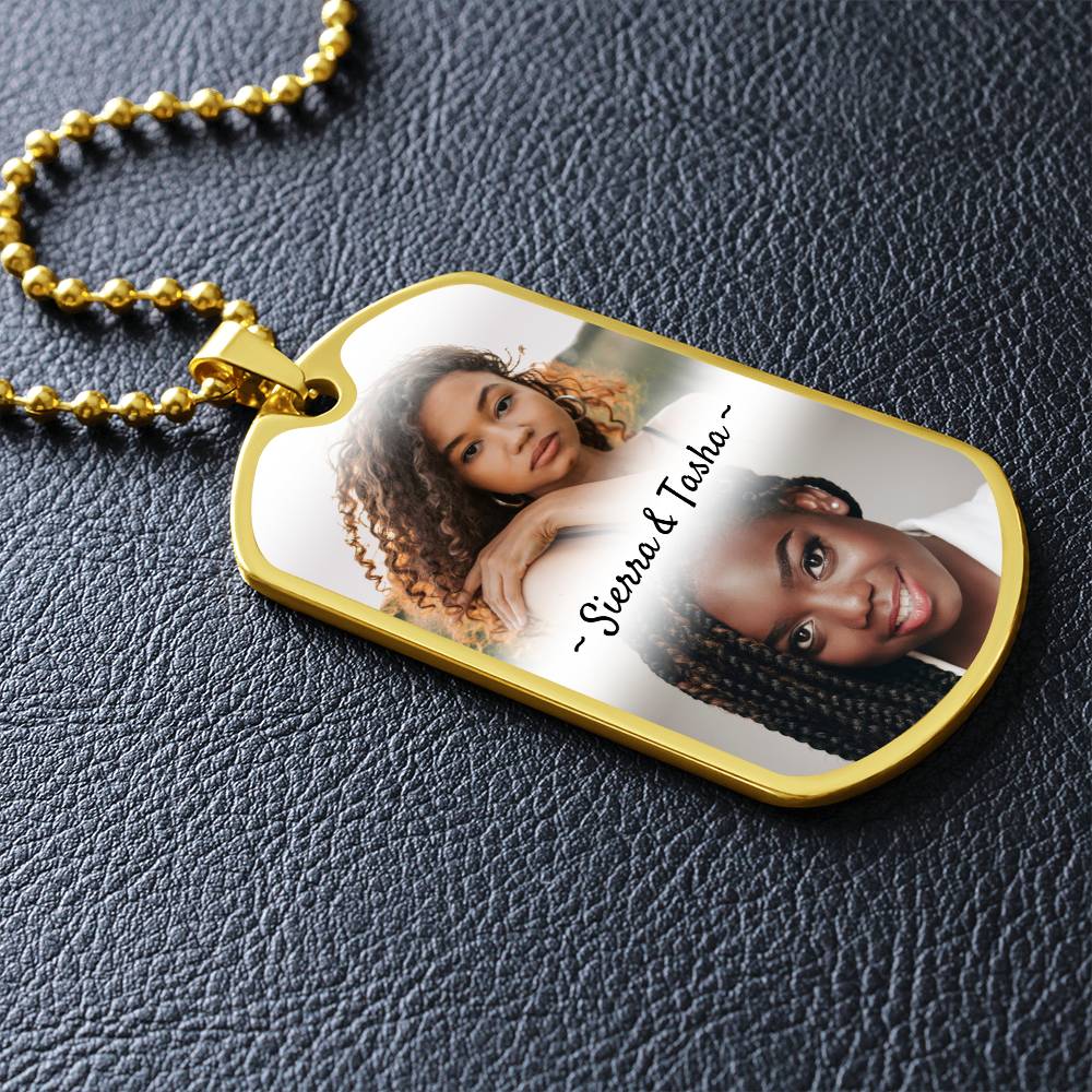 Custom Name and 2 Photos  Memorial Dogtag Necklace Gift