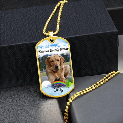 Rainbow Clouds Pet Memorial Dogtag Necklace