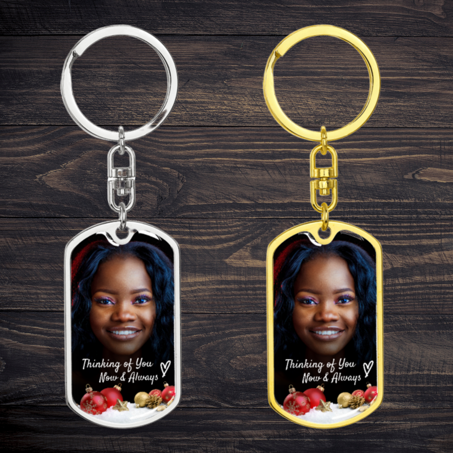 Thinking of You Photo Memorial Keychain