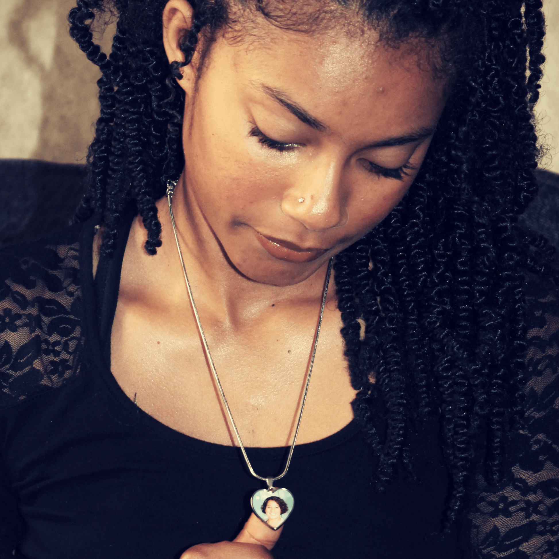 Photo Engraved Necklace Memorial Gift Resting Angels