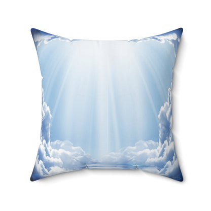 Blue Heavenly Square Photo Memorial Pillow