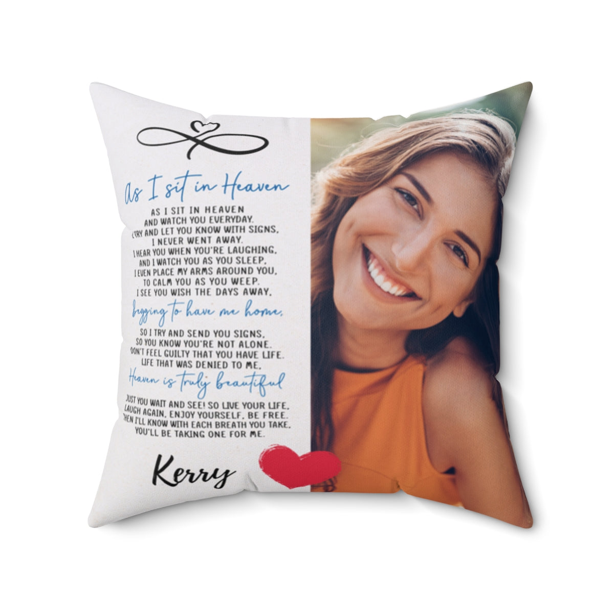 As I Sit In Heaven Memorial Square Photo Pillow