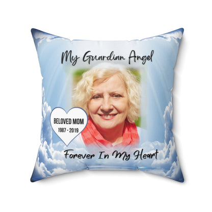 Blue Heavenly Guardian Photo Memorial Pillow