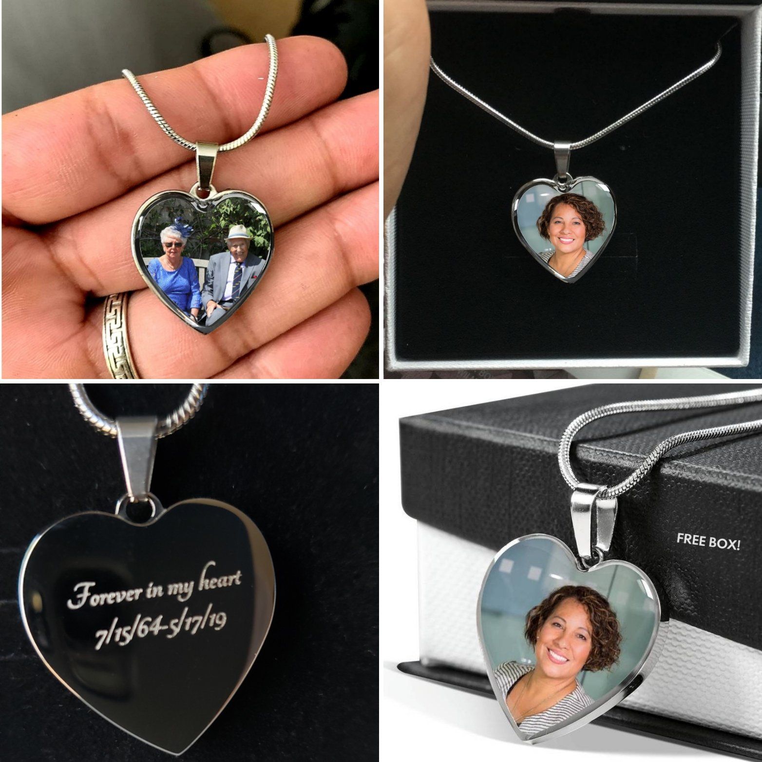 Photo Engraved Necklace Memorial Gift – Resting Angels