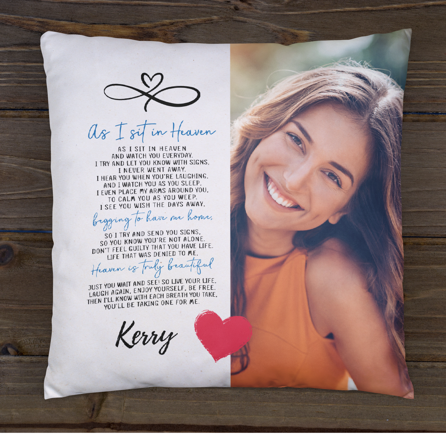As I Sit In Heaven Memorial Square Photo Pillow