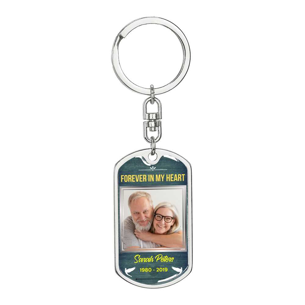 Forever In My Heart Dog-tag Photo Keychain