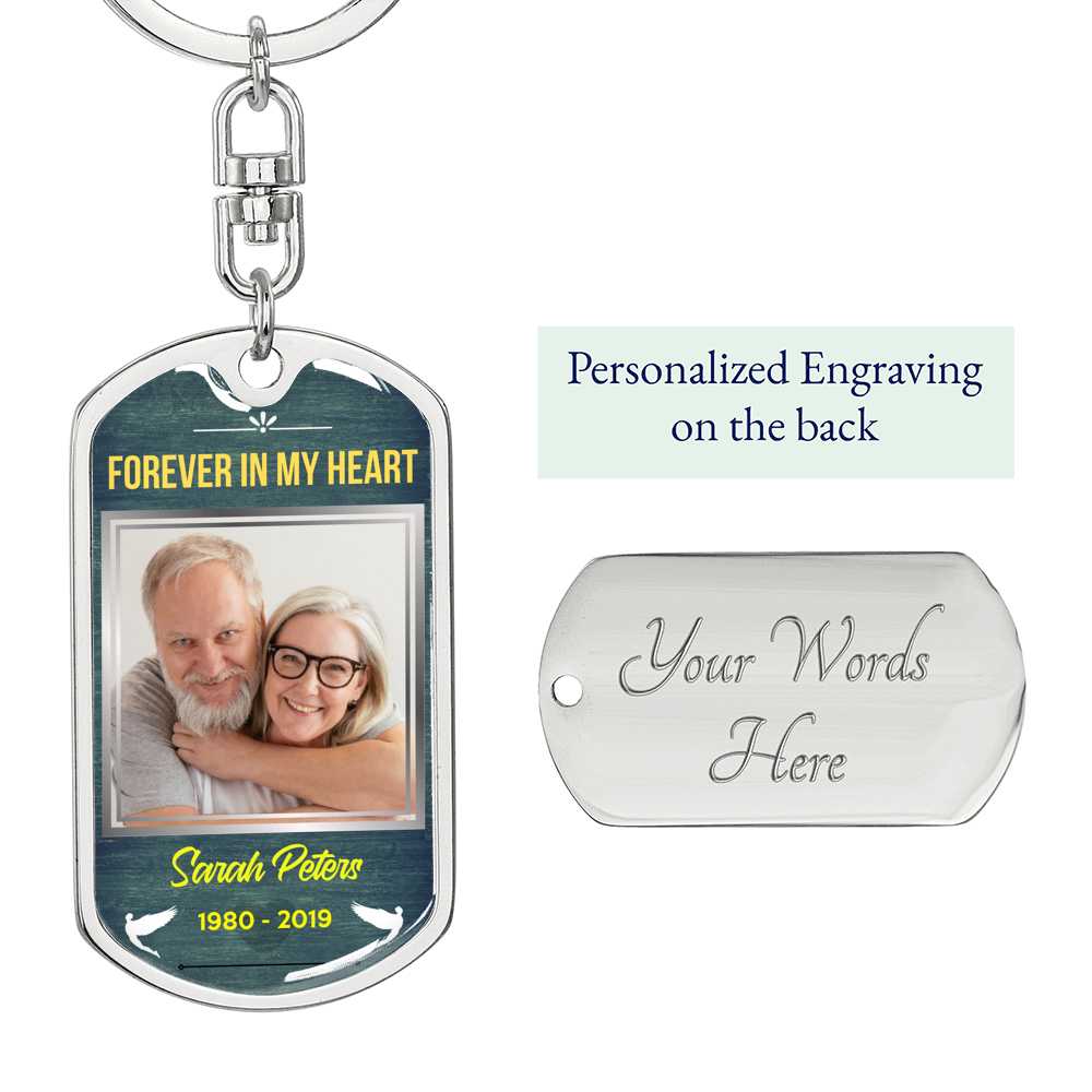 Forever In My Heart Dog-tag Photo Keychain