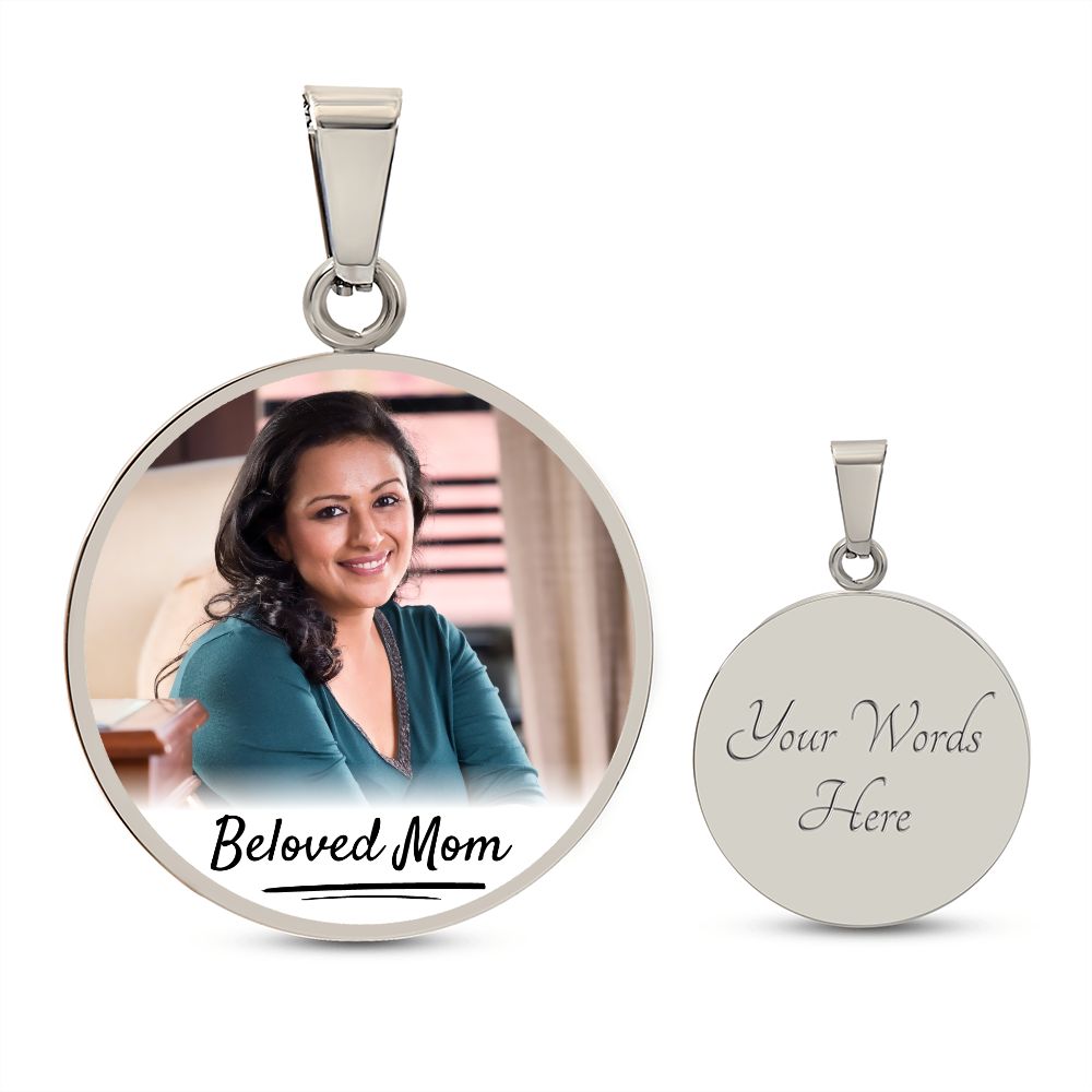Circle Custom Text and Photo Memorial Necklace