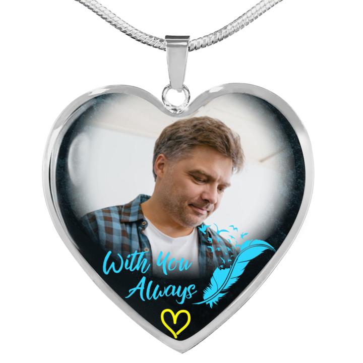 With You Always Heart Photo Memorial Necklace