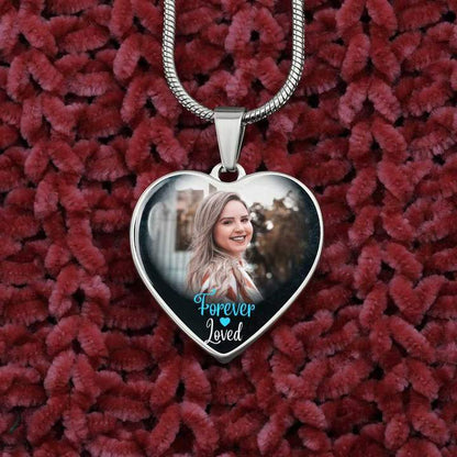 Forever Loved Heart Photo Memorial Necklace