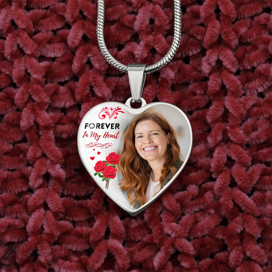 Forever In My Heart Heart Photo Memorial Necklace