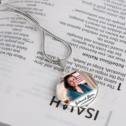 Circle Custom Text and Photo Memorial Necklace