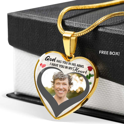 In God's Arms Heart Photo Memorial Necklace