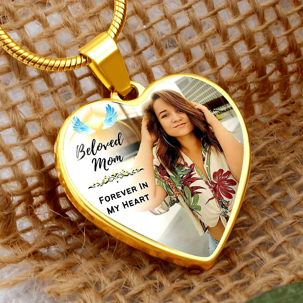 Custom Name Heart Photo Memorial Necklace