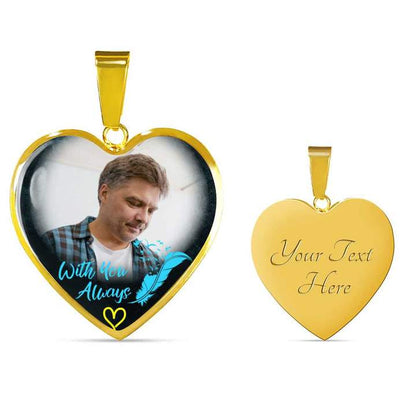 With You Always Heart Photo Memorial Necklace