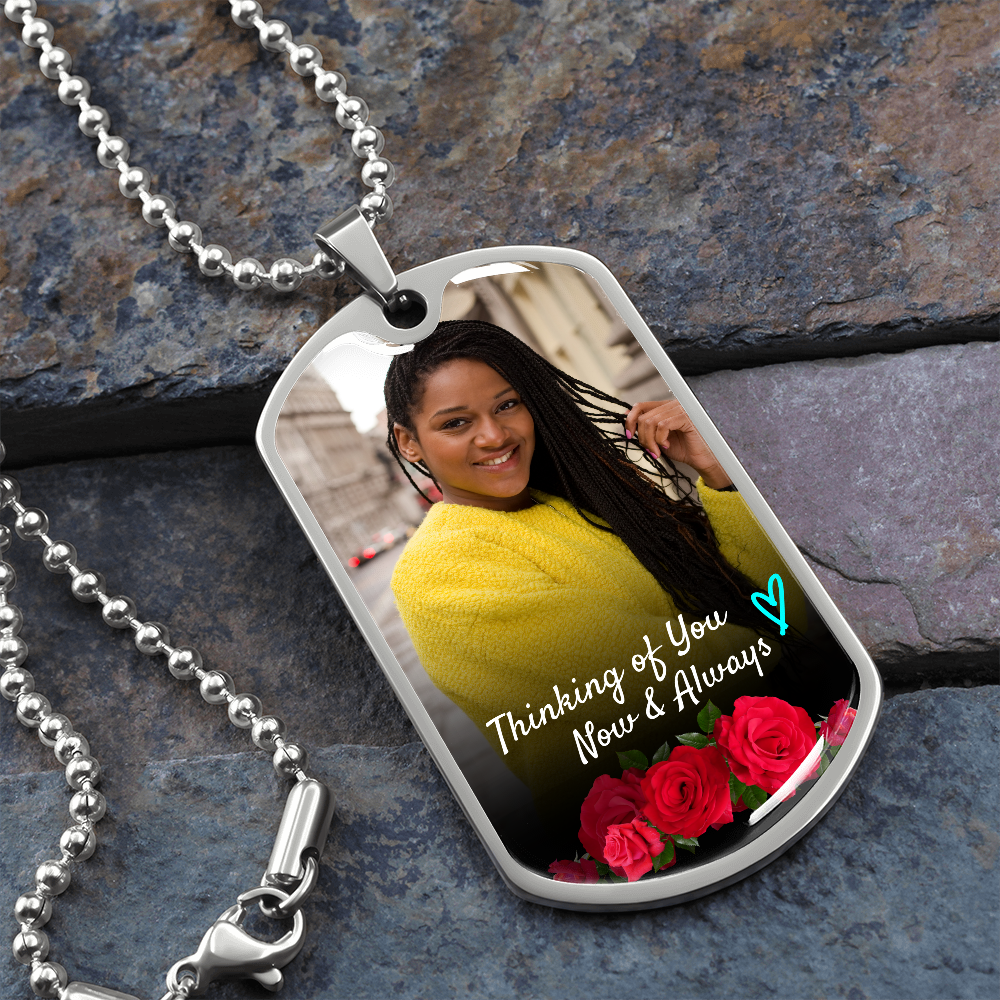 Roses Thinking of You Dog-tag Memorial Necklace