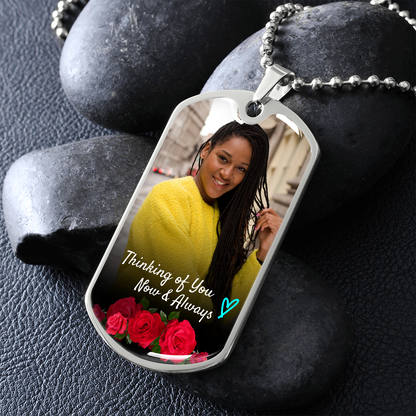 Roses Thinking of You Dog-tag Memorial Necklace