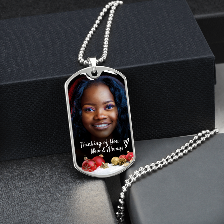 Thinking of You Photo Memorial Dog-tag Necklace