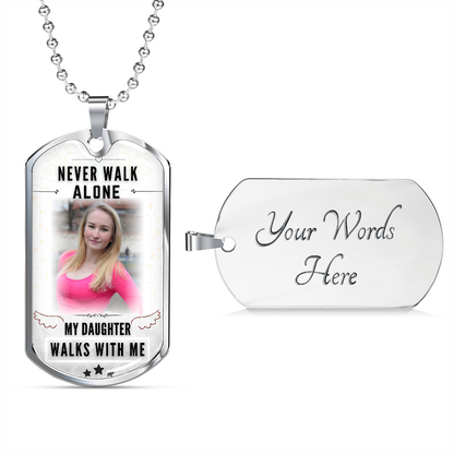 Never Walk Alone Dog-tag Photo Memorial Necklace