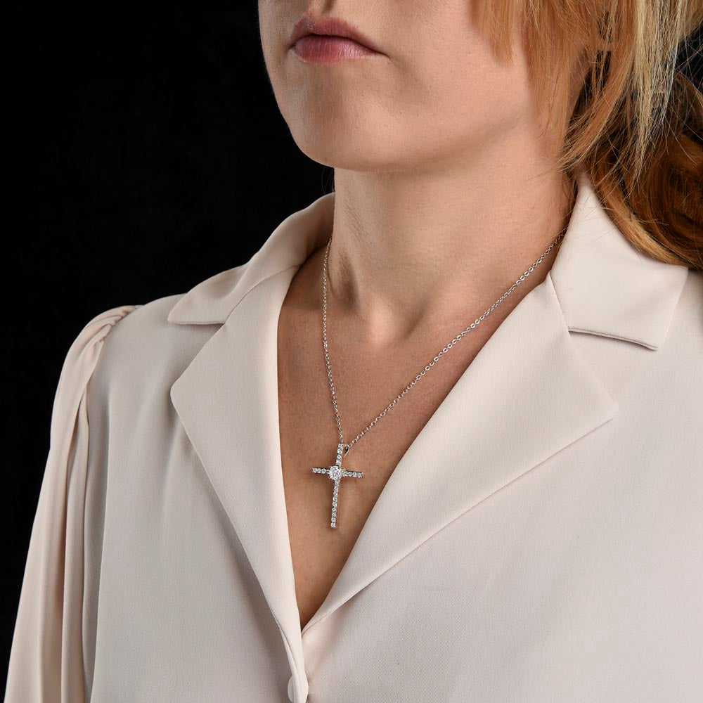 CZ Crystals Remembrance Cross Necklace Gift