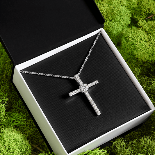 CZ Crystals Remembrance Cross Necklace Gift
