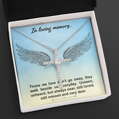 In Loving Memory CZ Crystals Remembrance Cross