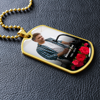 Custom Text Photo Engraved Military Dog-tag Necklace