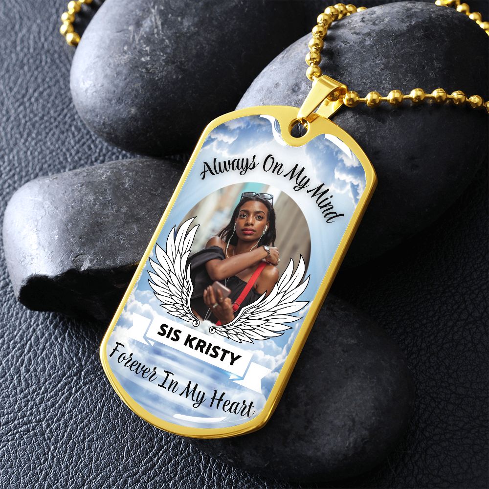 Always On My Mind Dogtag Photo Memorial Necklace