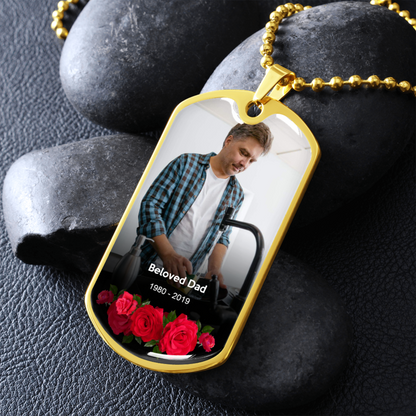 Custom Text Photo Engraved Military Dog-tag Necklace