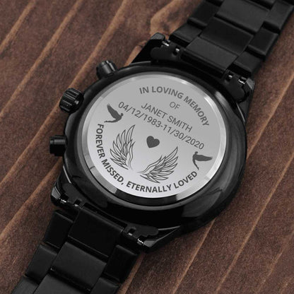 Customized Loving Memory Heart Black Gift Watch