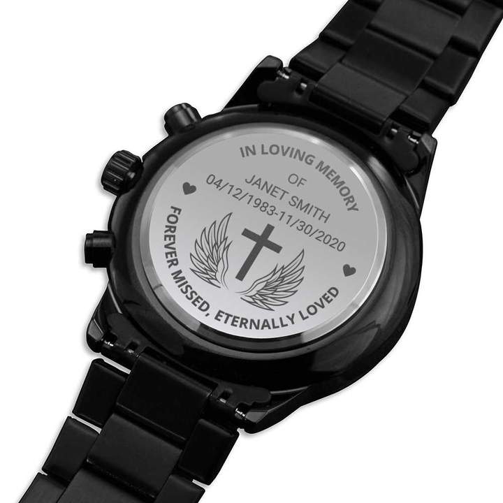 Customized Loving Memory Cross Black Gift Watch