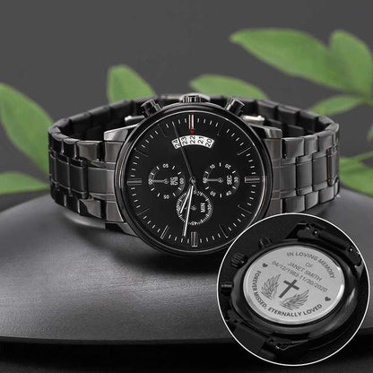 Customized Loving Memory Cross Black Gift Watch