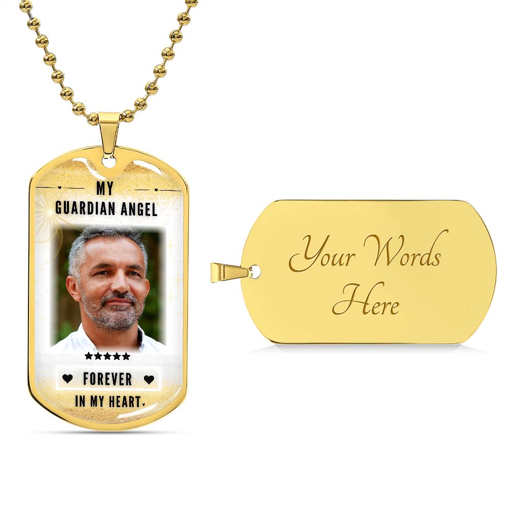 Guardian Angel Dog-tag Photo Memorial Necklace