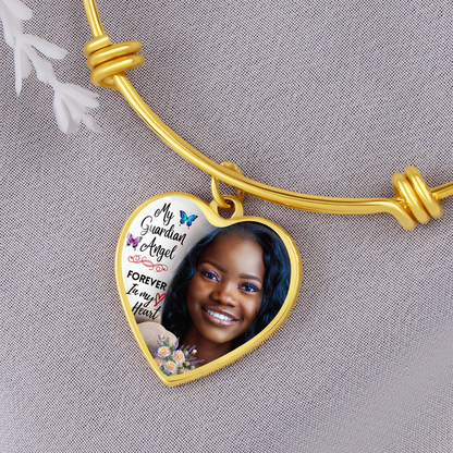 Guardian Angel Heart Photo Memorial Bracelet
