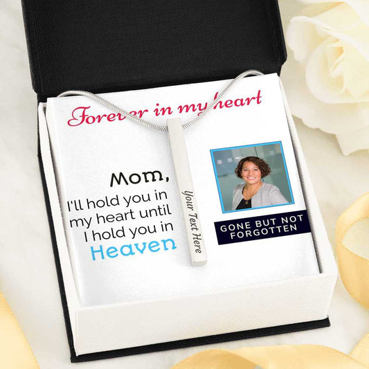 4 Side Engraved Vertical Stick Necklace (with Card) - Resting Angels