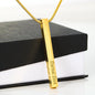 4 Side Engraved Vertical Stick Necklace (with Card) - Resting Angels