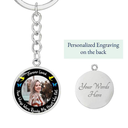 Forever Loved Circle Memorial Photo Keychain