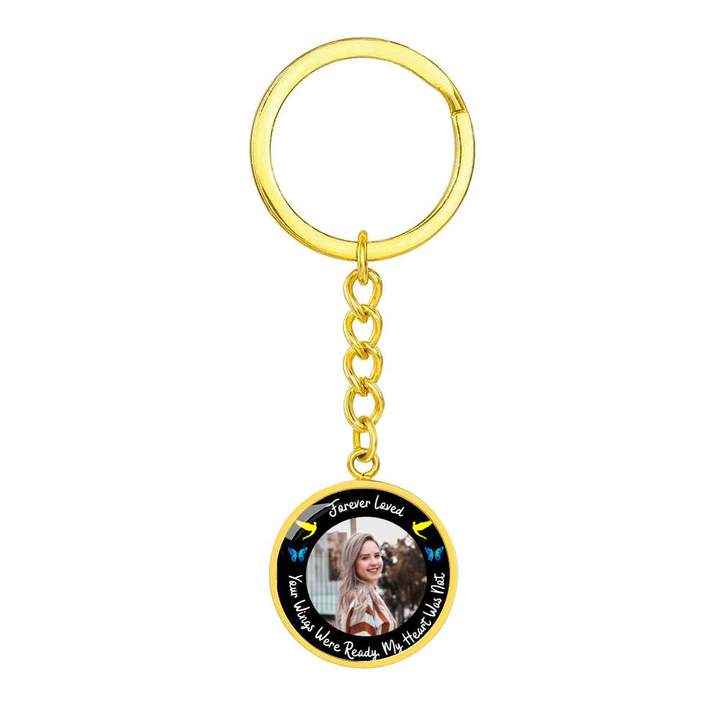 Forever Loved Circle Memorial Photo Keychain