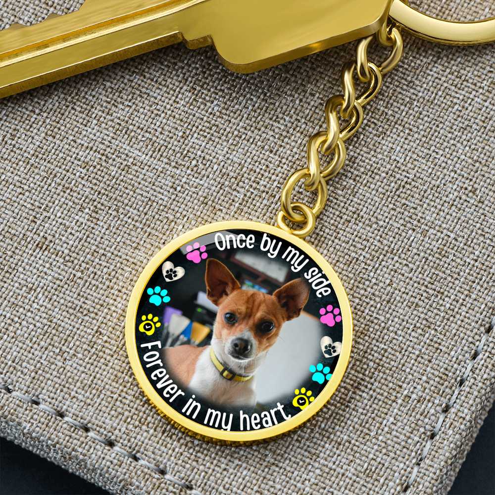 Once By My Side Pet Circle Memorial Keychain