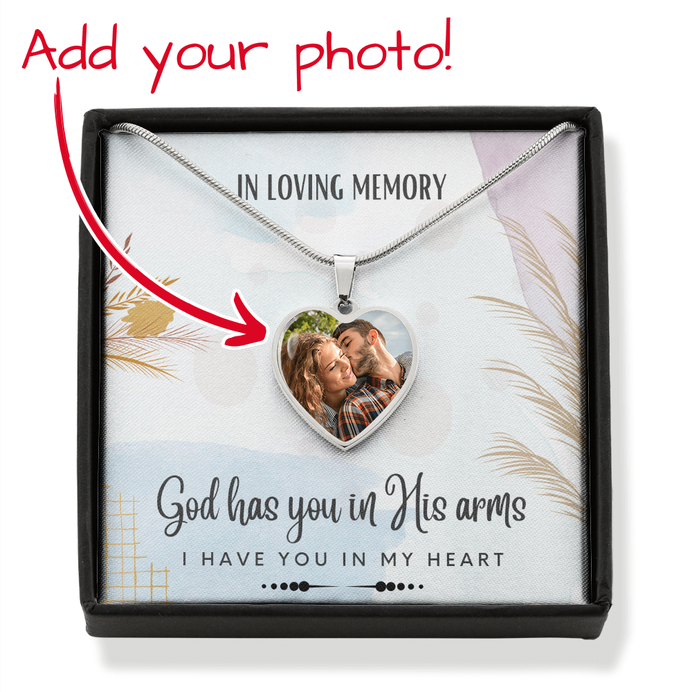 God Has You Heart Photo Memorial Necklace