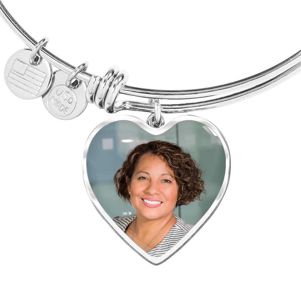 Photo Engraved Bangle Heart Memorial Gift - Resting Angels