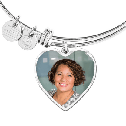 Photo Engraved Bangle Heart Memorial Gift - Resting Angels