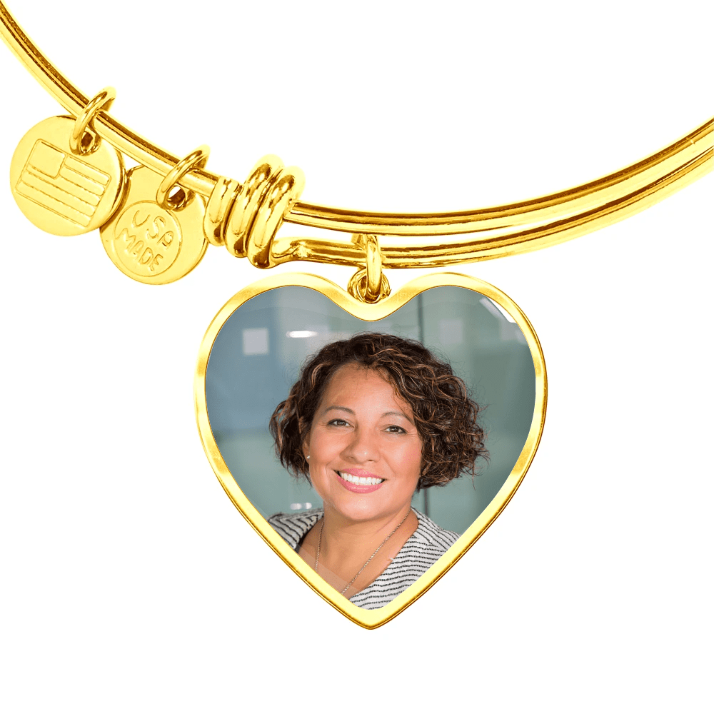 Photo Engraved Bangle Heart Memorial Gift - Resting Angels