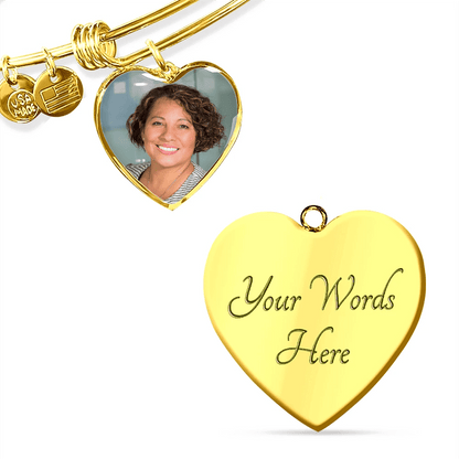 Photo Engraved Bangle Heart Memorial Gift - Resting Angels