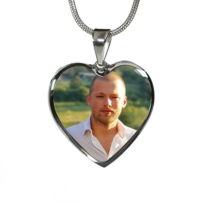 Angels Wings Heart Photo Memorial Necklace