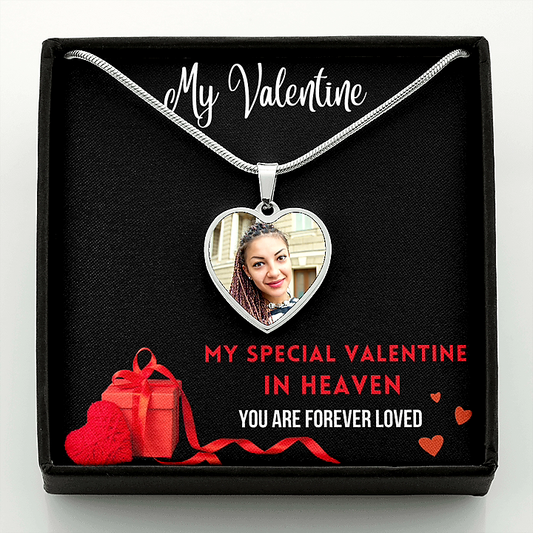 Special Valentine In Heaven Photo Memorial Necklace