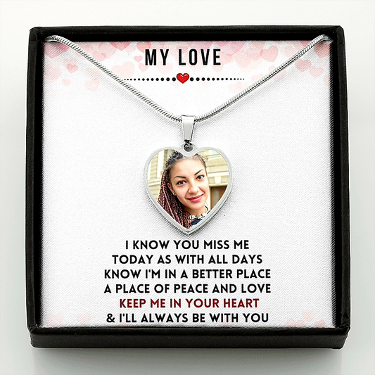 Keep Me In Your Heart Photo Memorial Necklace